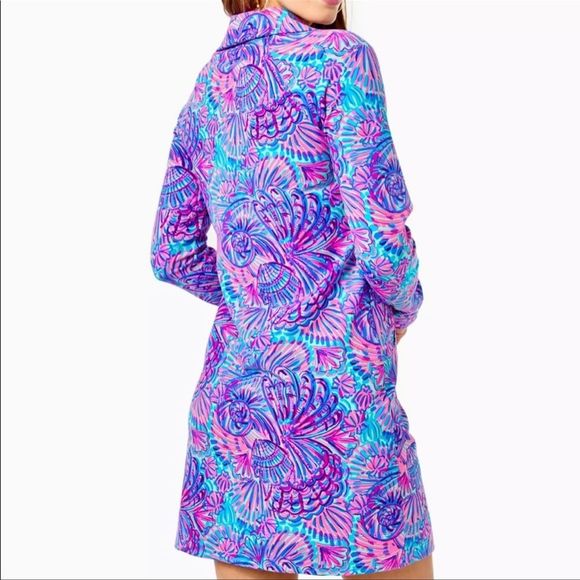 Vibrant Blue and Pink Women's Dress - Picture 3 of 5